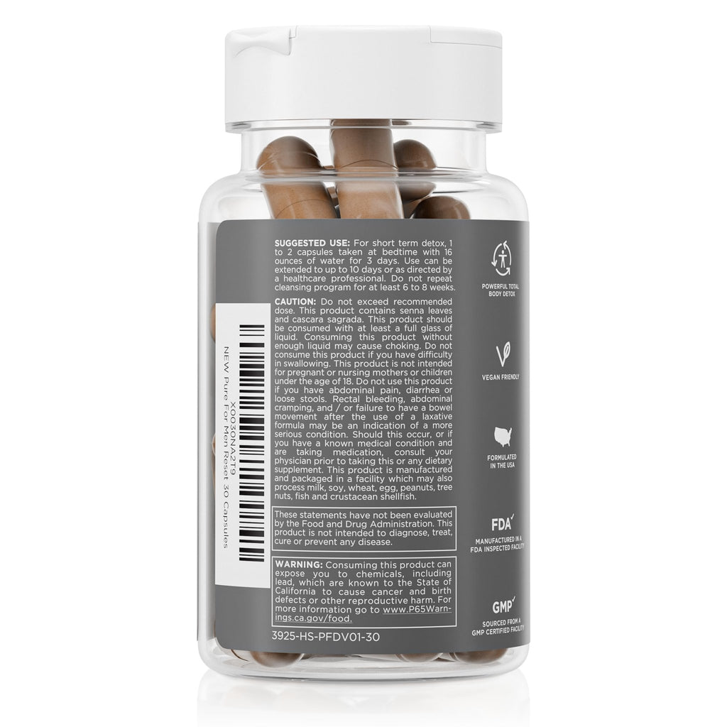 Pure for Men Detox Supplement, Reset | Promotes Digestive & Gut Health, Helps Remove Toxins & Supports Immune System, Colon Cleanse | 30 Capsules - FENGGESTORE20