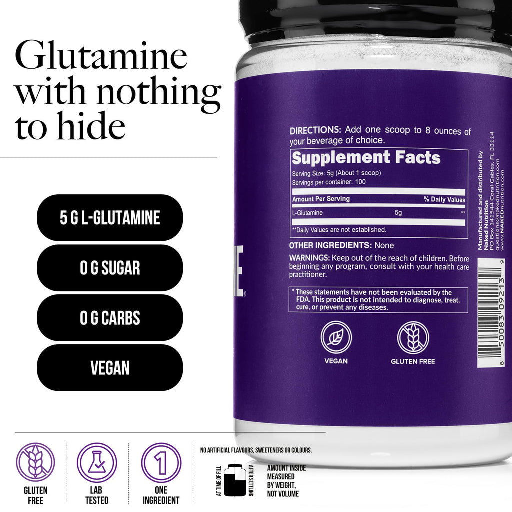 Pure L-Glutamine Made in The USA - 100 Servings - 500g, 1.1lb Bulk, Vegan, Non-GMO, Gluten and Soy Free. Minimize Muscle Breakdown & Improve Protein Synthesis. No Additives - FENGGESTORE20