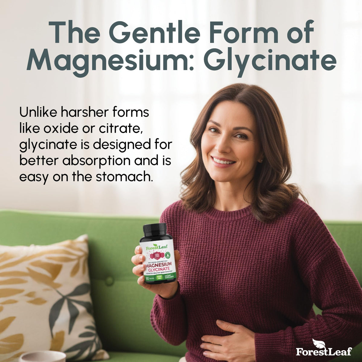 Pure Magnesium Glycinate 400mg Serving - High Absorption Magnesium Glycinate - Mag Bisglycinate for Stress, Bones, Muscles, Nerves, - FENGGESTORE20