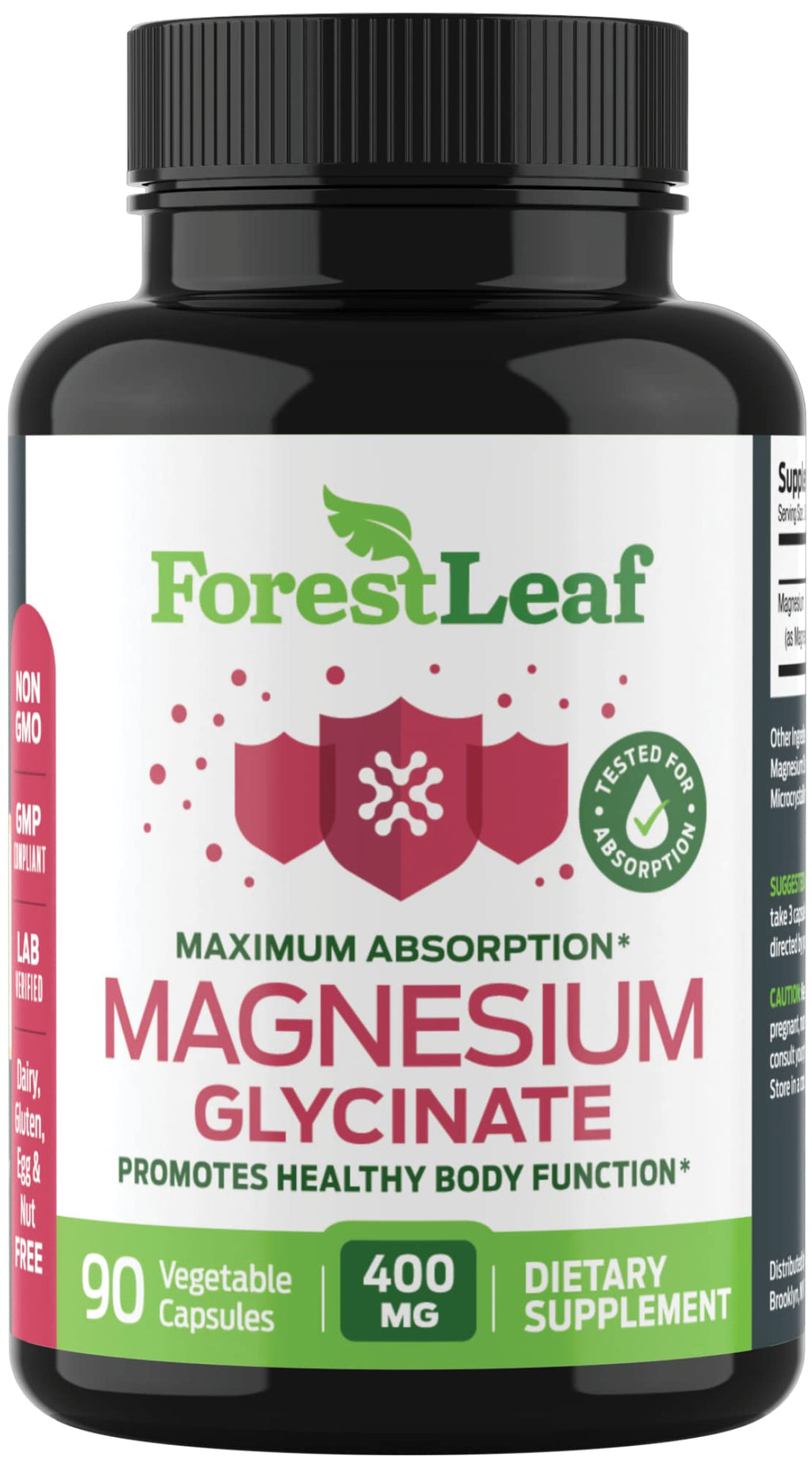 Pure Magnesium Glycinate 400mg Serving - High Absorption Magnesium Glycinate - Mag Bisglycinate for Stress, Bones, Muscles, Nerves, - FENGGESTORE20