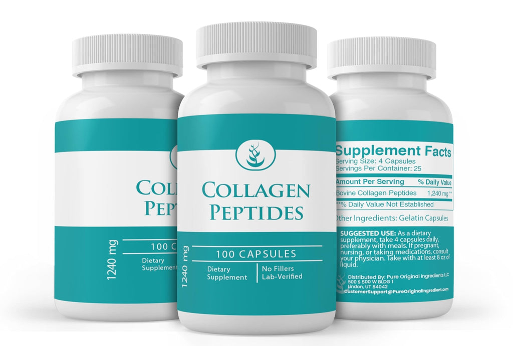 Pure Original Ingredients Collagen Peptide, (100 Capsules) Pure, No Additives Or Fillers, Lab Verified - FENGGESTORE20
