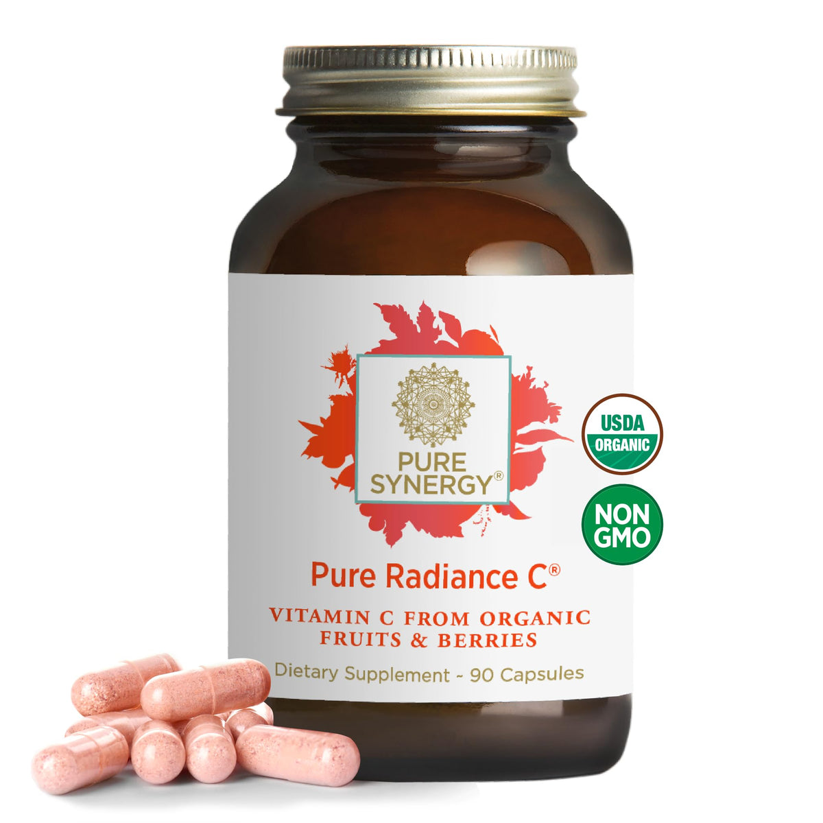 PURE SYNERGY Pure Radiance C | Organic Vitamin C Capsules | 100% Natural, Whole Food, Non-GMO Supplement with Organic Camu Camu - FENGGESTORE20