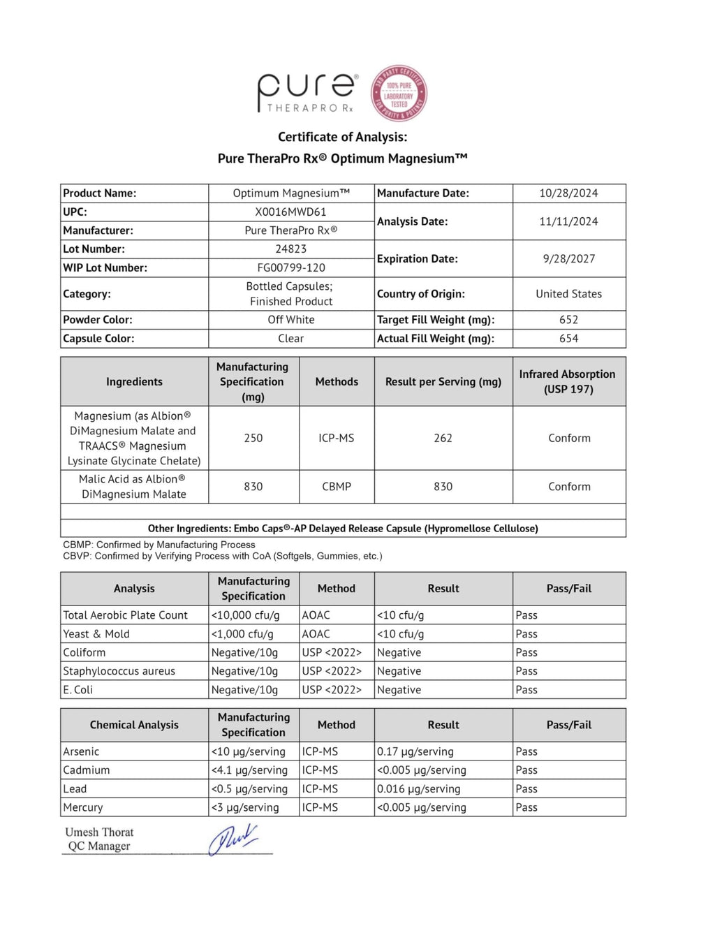Pure TheraPro Rx Optimum Magnesium Lysinate Glycinate & Di-Magnesium Malate, Made in USA | 2 Month Supply | Chelated for Maximum Absorption, Supports Bone Health & Energy, Non-GMO - FENGGESTORE20