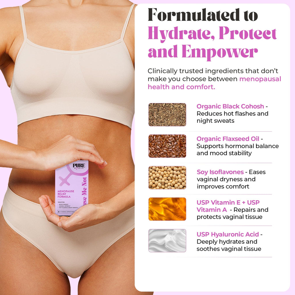 PURE WOMAN - Pause-Me-Not Suppositories - Menopausal Symptom Relief - Natural Ingredients - Relieves Hot Flashes & Vaginal Dryness - Promotes Stable Mood - Enhanced Vaginal Relief - 10 Pk - FENGGESTORE20