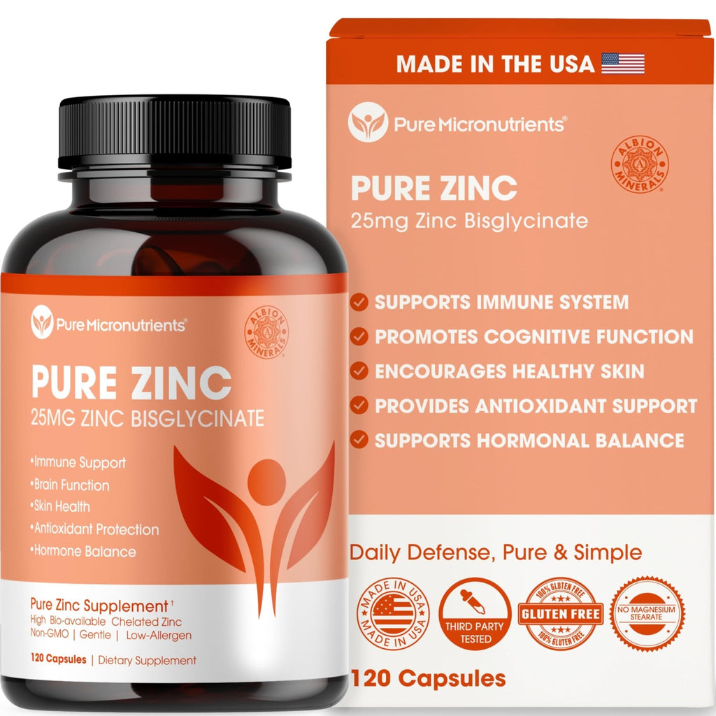 Pure Zinc Supplement 25mg - TRAACS Bisglycinate Chelate - 120 Capsules for Immune Support, Skin Health & Energy - for Men & Women - FENGGESTORE20