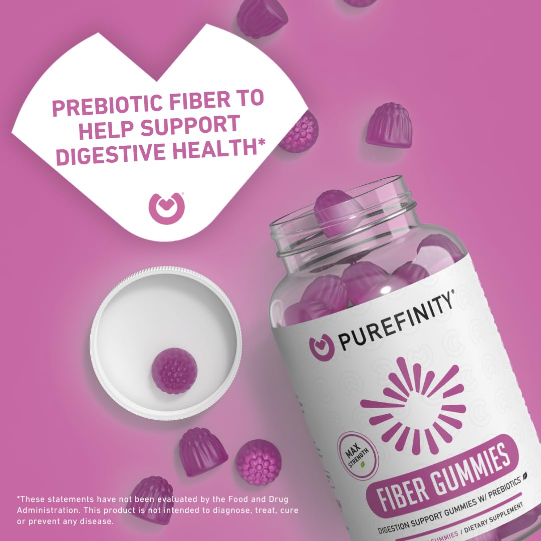 PUREFINITY Fiber Gummies for Adults with Inulin FOS from Chicory Root, Sugar Free Prebiotic Supplement for Daily Digestion - FENGGESTORE20