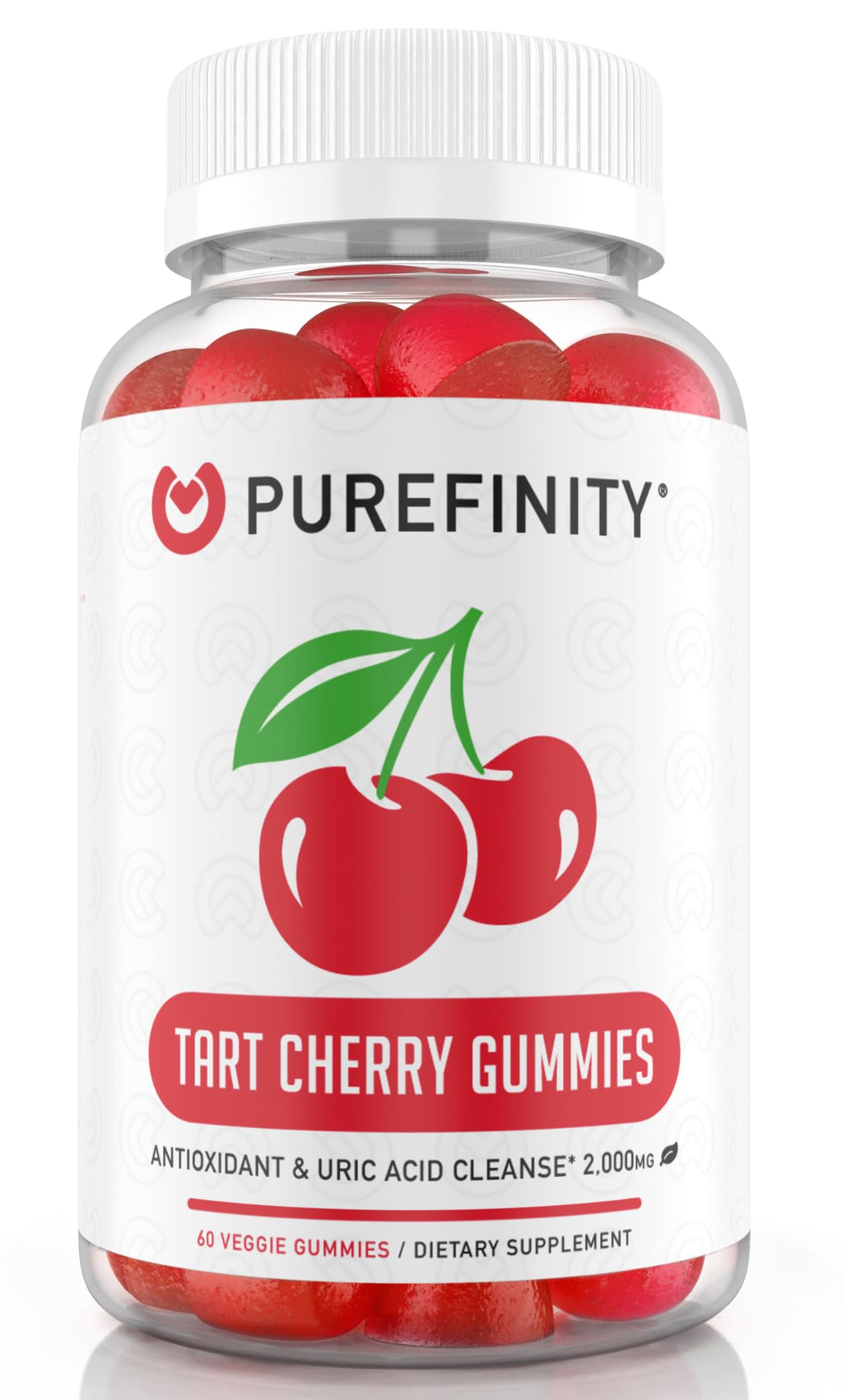 PUREFINITY Tart Cherry Gummies – Uric Acid Flush for Joint Relief & Recovery, Raw Juice Extract Antioxidant – Non-GMO, Gluten Free, Vegan, 60 Count - FENGGESTORE20