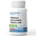 Puregen Labs Ferrous Gluconate 324 mg [High Potency] Iron Supplement, Gentle on Stomach - 100 Tablets - FENGGESTORE20
