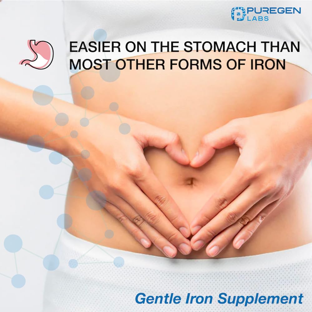 Puregen Labs Ferrous Gluconate 324 mg [High Potency] Iron Supplement, Gentle on Stomach - 100 Tablets - FENGGESTORE20