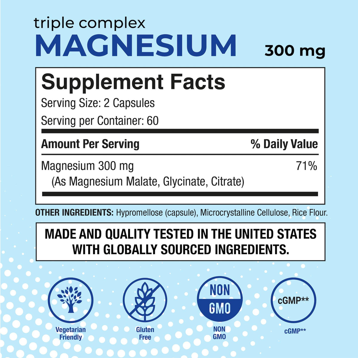 Puregen Labs Triple Magnesium Complex 300mg of Magnesium Glycinate, Malate, & Citrate [High Absorption] 120 Veg Capsules | No Harmful Additives | Non-GMO, NO Gluten and Dairy - FENGGESTORE20