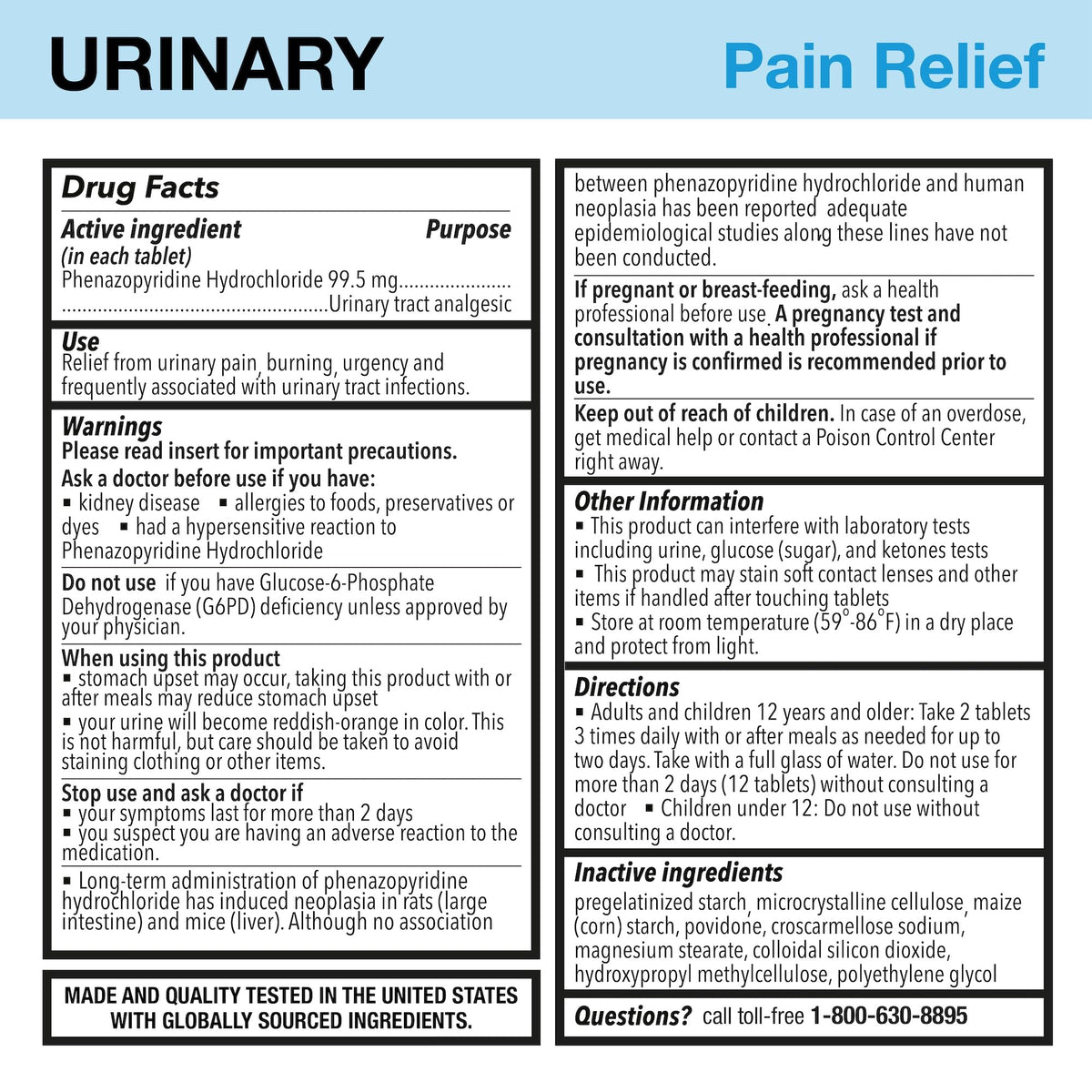 Puregen Labs Urinary Pain Relief | Phenazopyridine HCl 99.5mg Tablets | Maximum Strength OTC for Fast Relief of UTI Pain, Burning and Bladder discomfort – 72 Count Tablets - FENGGESTORE20
