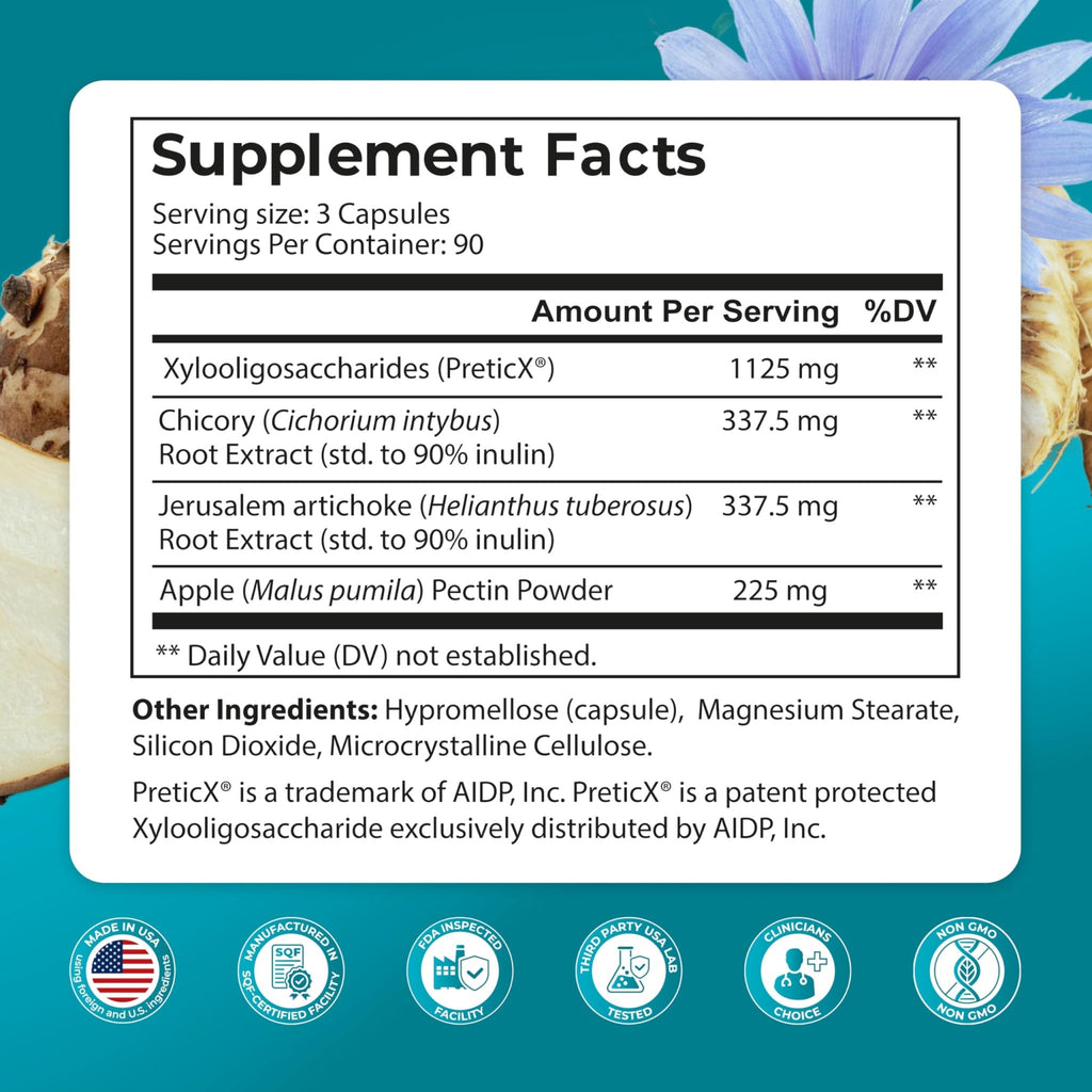 PUREHEALTH Research Improbiome - Prebiotic Fiber - Natural Support for Healthy Gut Prebiotics - Digestive Nutritional Supplements - with Jerusalem Artichoke, Apple Pectin & More - 90 Capsules - FENGGESTORE20