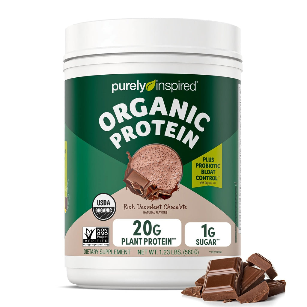 Purely Inspired Plant-Based Protein Powder for Men & Women, Rich Decadent Chocolate (16 Servings) - Vegan & Organic - 20g of Pea Protein Powder for Smoothies & Shakes - FENGGESTORE20