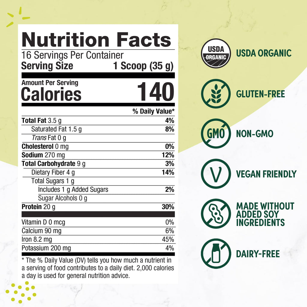 Purely Inspired Plant-Based Protein Powder for Men & Women, Rich Decadent Chocolate (16 Servings) - Vegan & Organic - 20g of Pea Protein Powder for Smoothies & Shakes - FENGGESTORE20
