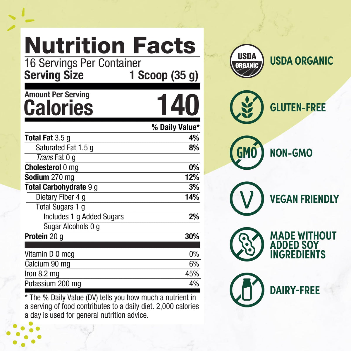 Purely Inspired Plant-Based Protein Powder for Men & Women, Rich Decadent Chocolate (16 Servings) - Vegan & Organic - 20g of Pea Protein Powder for Smoothies & Shakes - FENGGESTORE20