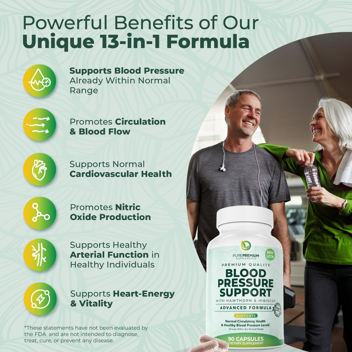 PurePremium Blood Pressure Supplements with Hawthorn Berry, Hibiscus, Garlic & Vitamin B12- Nitric Oxide Supplement for Normal Heart Health - FENGGESTORE20