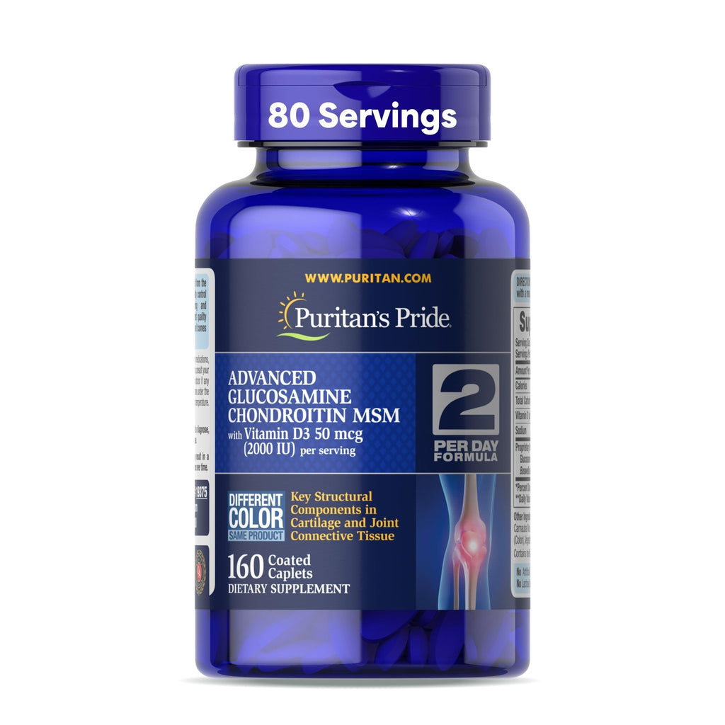 Puritan's Pride Advanced Glucosamine Chondroitin MSM with Vitamin D3 50mcg (2000 IU), Dietary Supplement for Joint Health - FENGGESTORE20