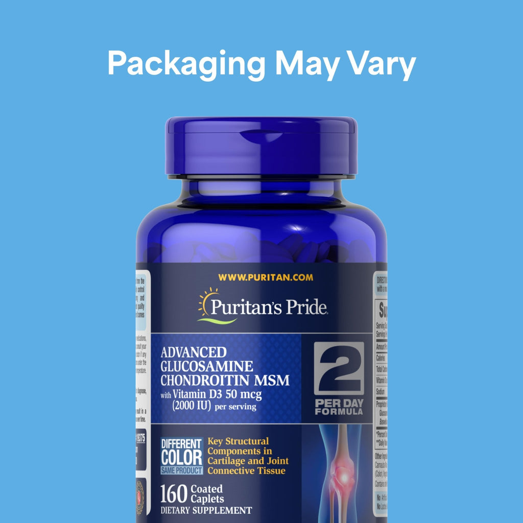 Puritan's Pride Advanced Glucosamine Chondroitin MSM with Vitamin D3 50mcg (2000 IU), Dietary Supplement for Joint Health - FENGGESTORE20