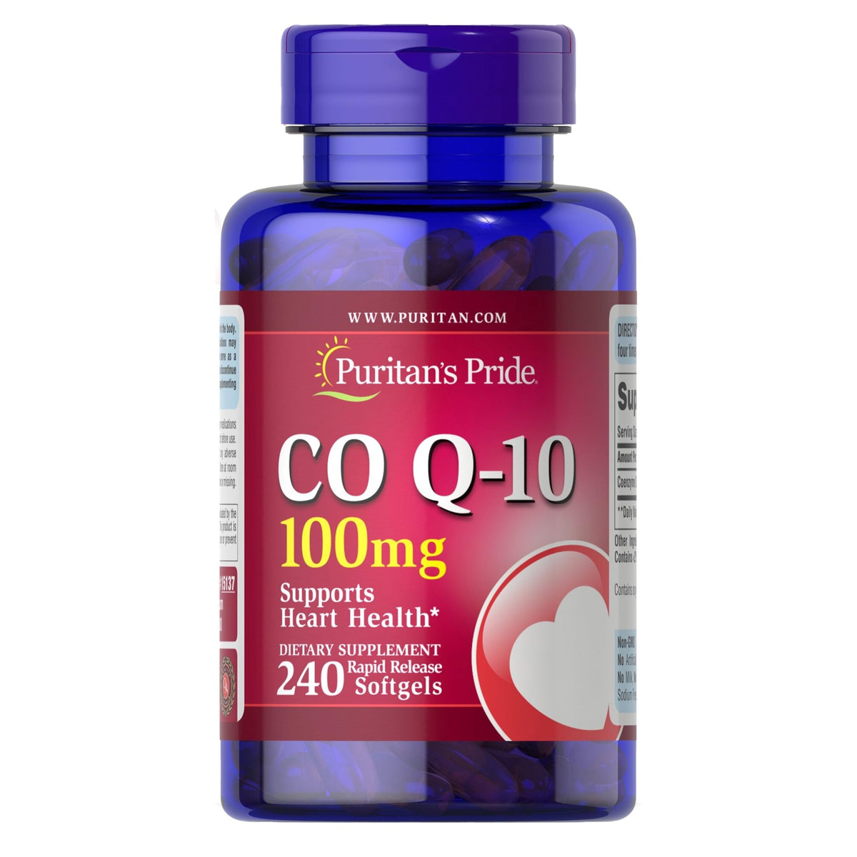 Puritan's Pride Coenzyme CoQ10 100mg, Dietary Supplement for Heart Health, Blood Pressure, Oral Gum Health, and Healthy Aging Support - FENGGESTORE20