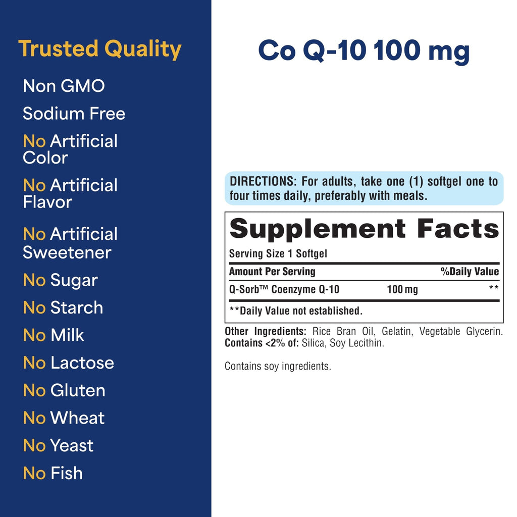 Puritan's Pride Coenzyme CoQ10 100mg, Dietary Supplement for Heart Health, Blood Pressure, Oral Gum Health, and Healthy Aging Support - FENGGESTORE20