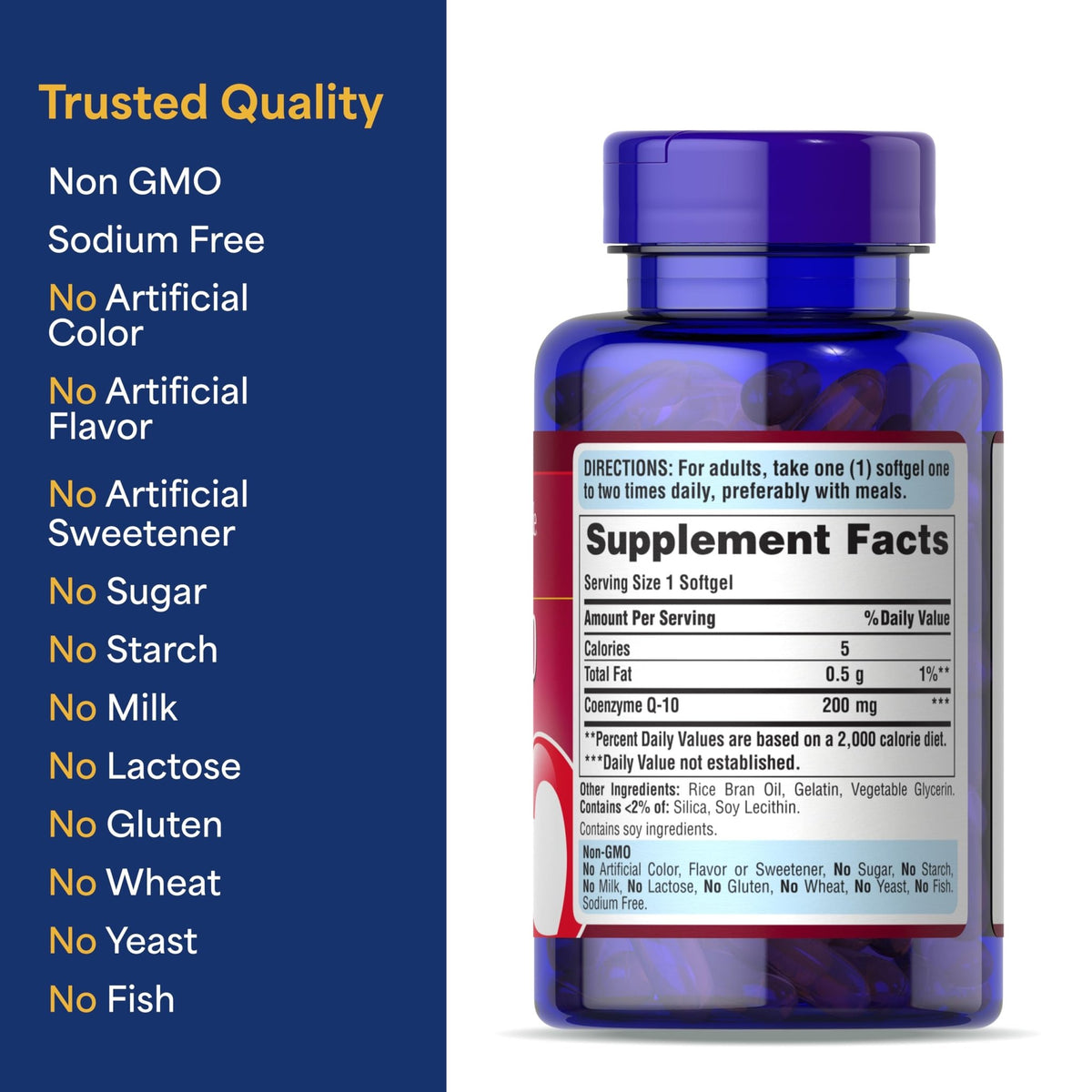 Puritan's Pride Coenzyme CoQ10 200mg, Dietary Supplement for Heart Health, Blood Pressure, Oral Gum Health, and Healthy Aging Support - FENGGESTORE20