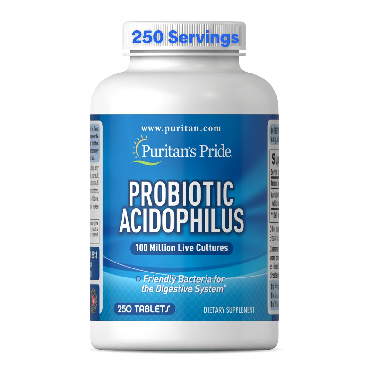 Puritan's Pride Daily Probiotic Acidophilus, 100 Million Live Cultures, Dietary Supplement for Digestive, Gut, and Immune Health, Soy, Sodium, - FENGGESTORE20