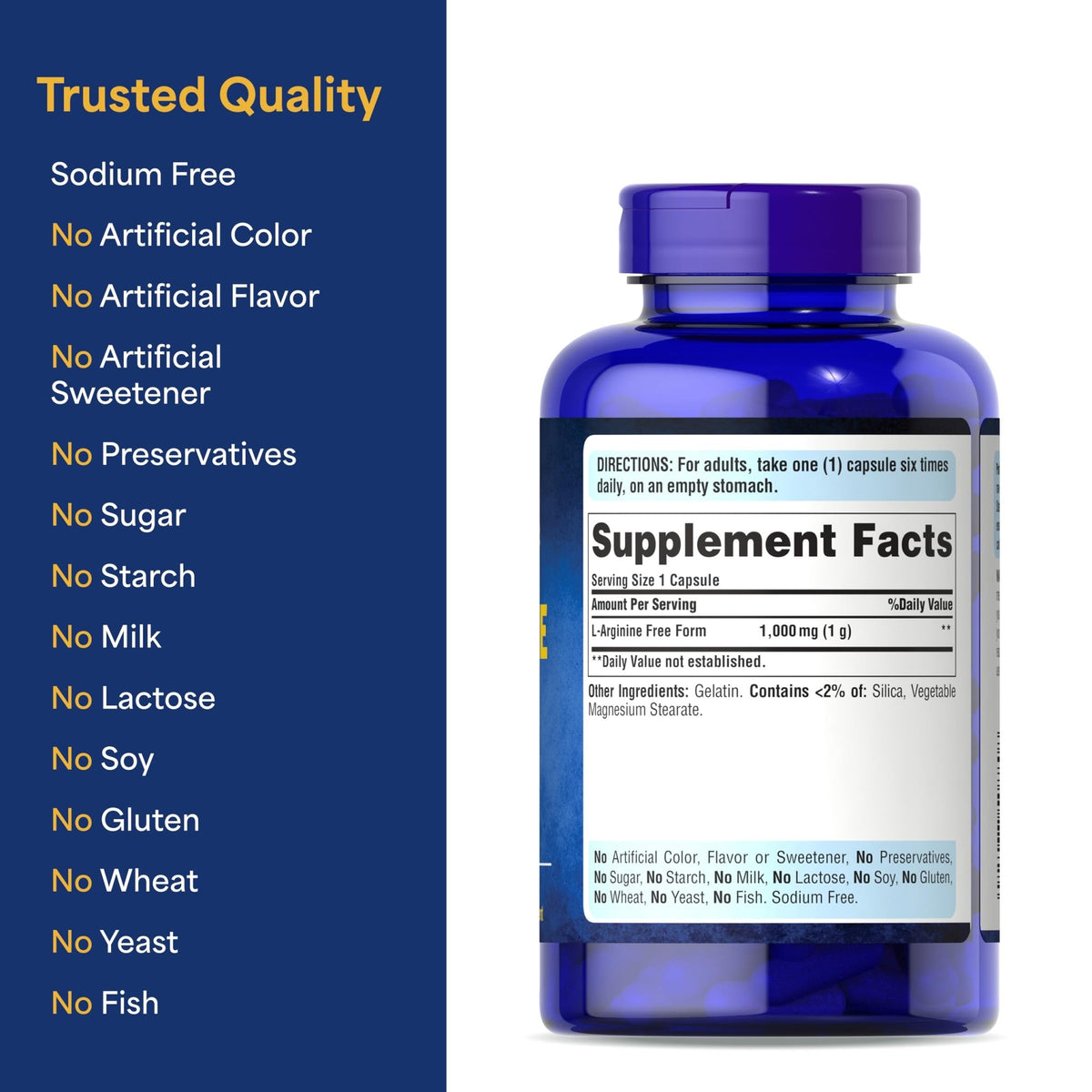 Puritan's Pride L-Arinine 1000mg, Dietary Supplement Supports Nitric Oxide Levels and Heart and Circulatory Heath, 100 Day Supply, 100 Tablets - FENGGESTORE20