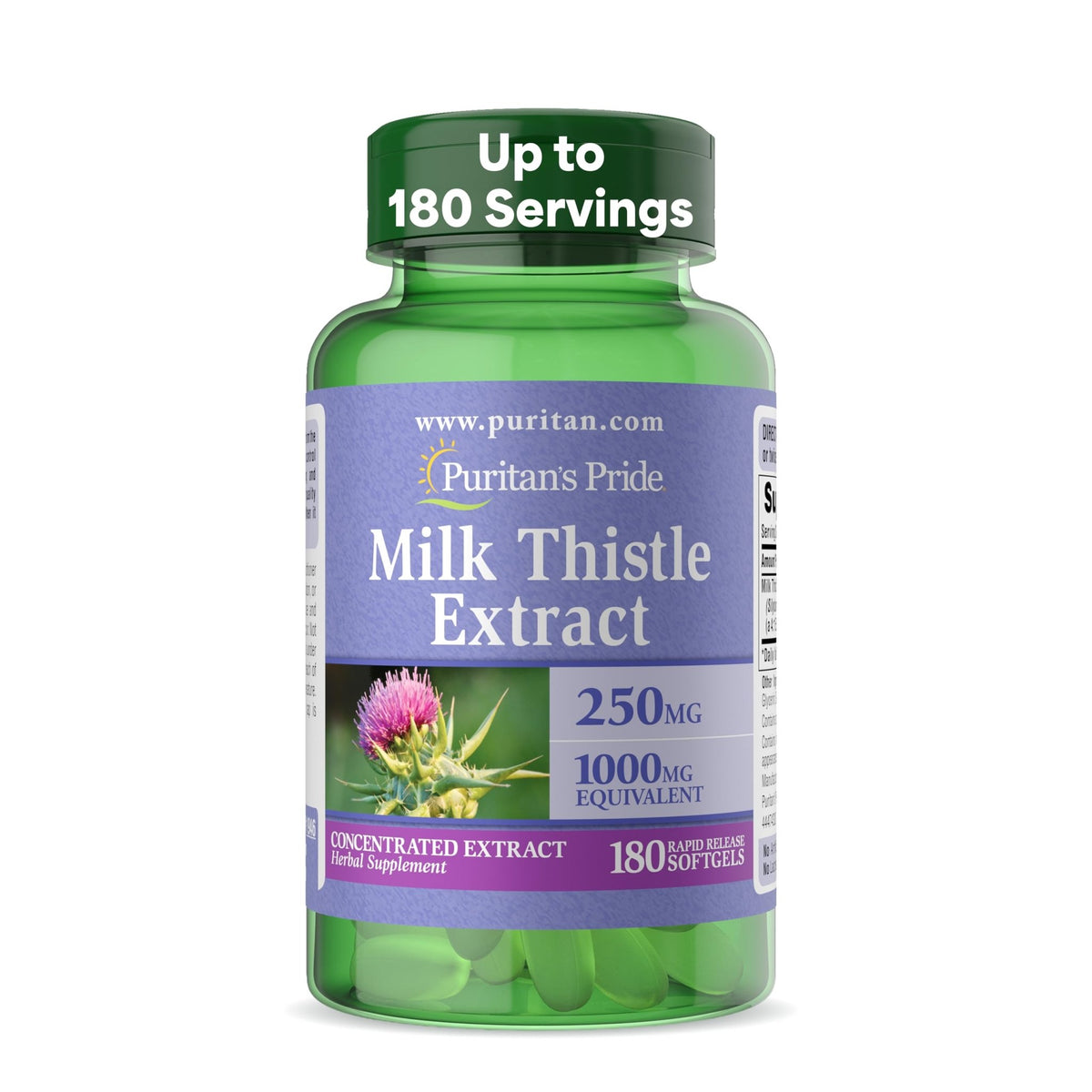 Puritan's Pride Milk Thistle Silymarin 4:1 Concentration Extract 250 mg (1000 mg Equivalent) - FENGGESTORE20