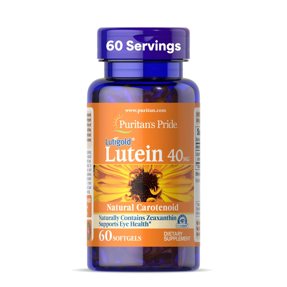 Puritan's Pride Premium Lutigold™ Lutein Carotenoid 40 mg with Zeaxanthin for Men and Women, Dietary Supplement for Eye Health Support, 2 Month Supply, 60 Easy-to-Swallow Softgels - FENGGESTORE20
