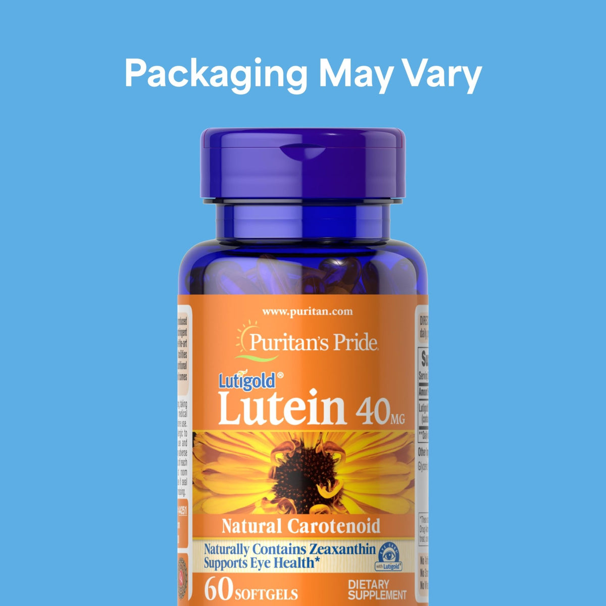 Puritan's Pride Premium Lutigold™ Lutein Carotenoid 40 mg with Zeaxanthin for Men and Women, Dietary Supplement for Eye Health Support, 2 Month Supply, 60 Easy-to-Swallow Softgels - FENGGESTORE20