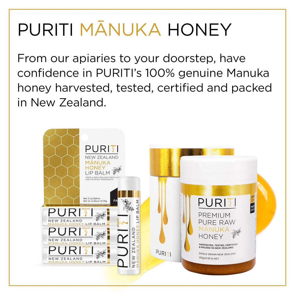 PURITI Manuka Honey Lip Balm – 3pack Soothing & Moisturizing, Enriched with Almond - FENGGESTORE20