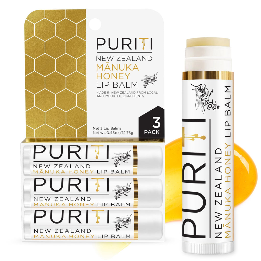 PURITI Manuka Honey Lip Balm – 3pack Soothing & Moisturizing, Enriched with Almond - FENGGESTORE20