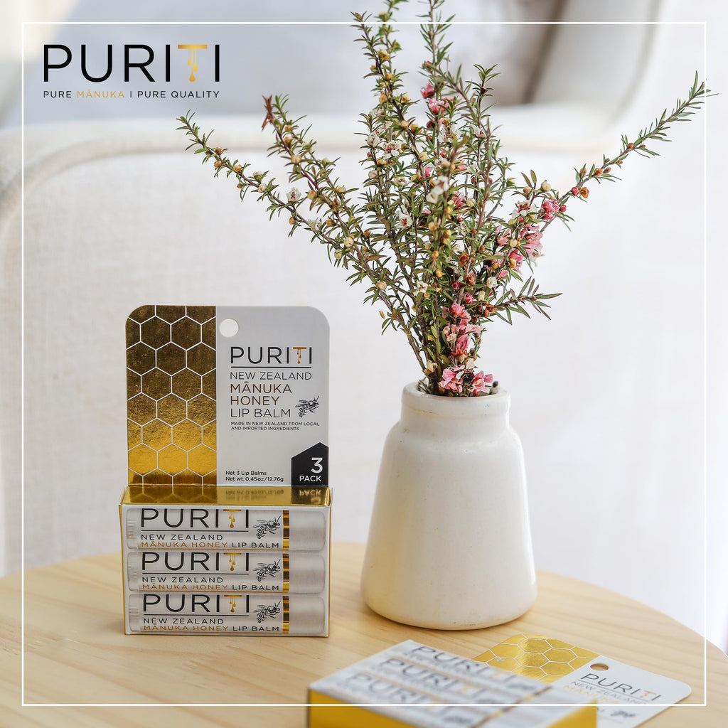PURITI Manuka Honey Lip Balm – 3pack Soothing & Moisturizing, Enriched with Almond - FENGGESTORE20