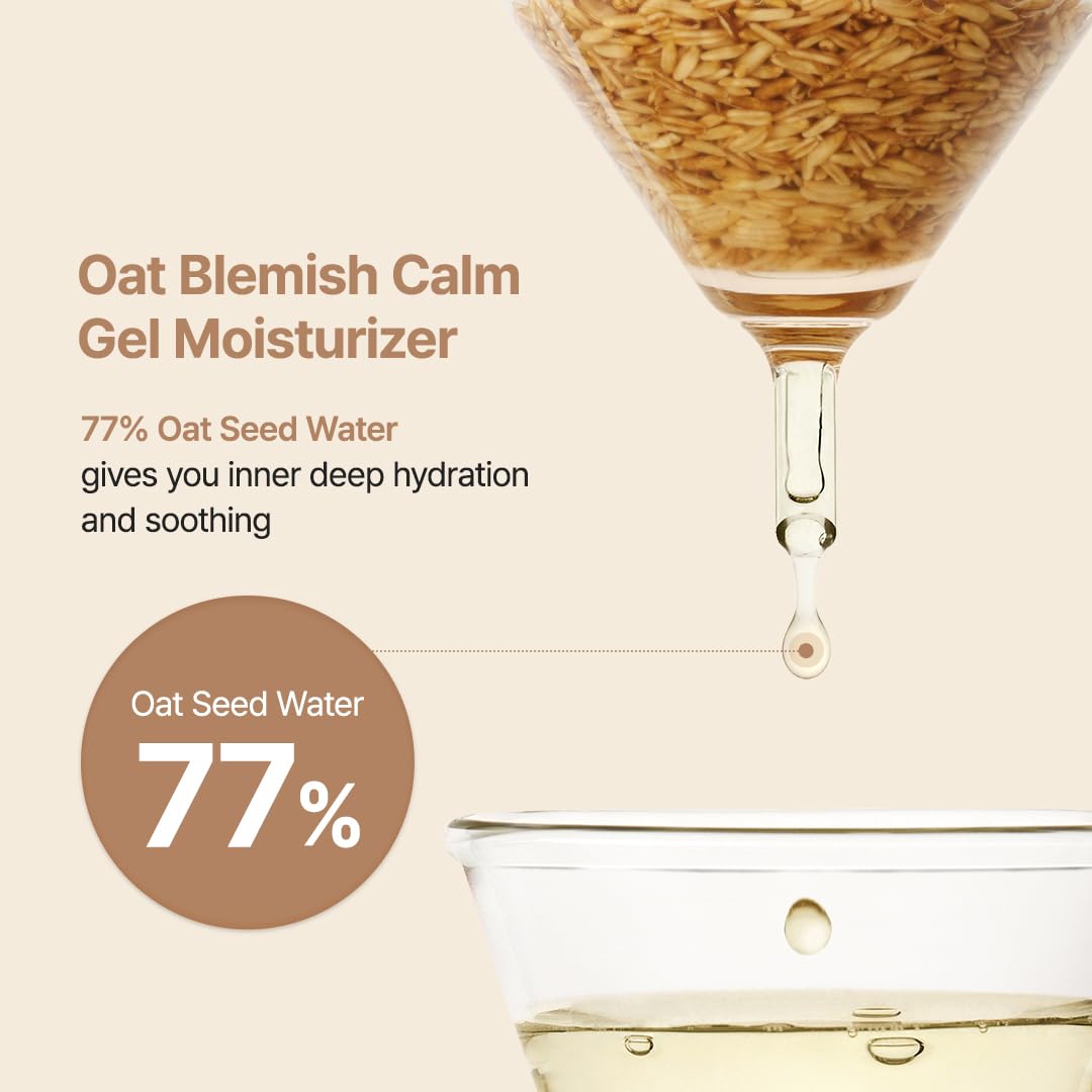 PURITO Oat In Calming Gel Cream, Non-Comedogenic, 77% Oat Seed Water Lightweight Water-Gel Face Moisturizer - FENGGESTORE20