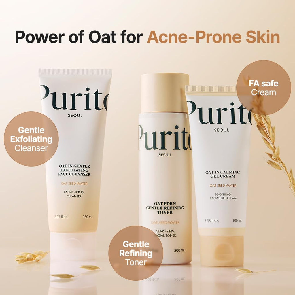 PURITO Oat In Calming Gel Cream, Non-Comedogenic, 77% Oat Seed Water Lightweight Water-Gel Face Moisturizer - FENGGESTORE20