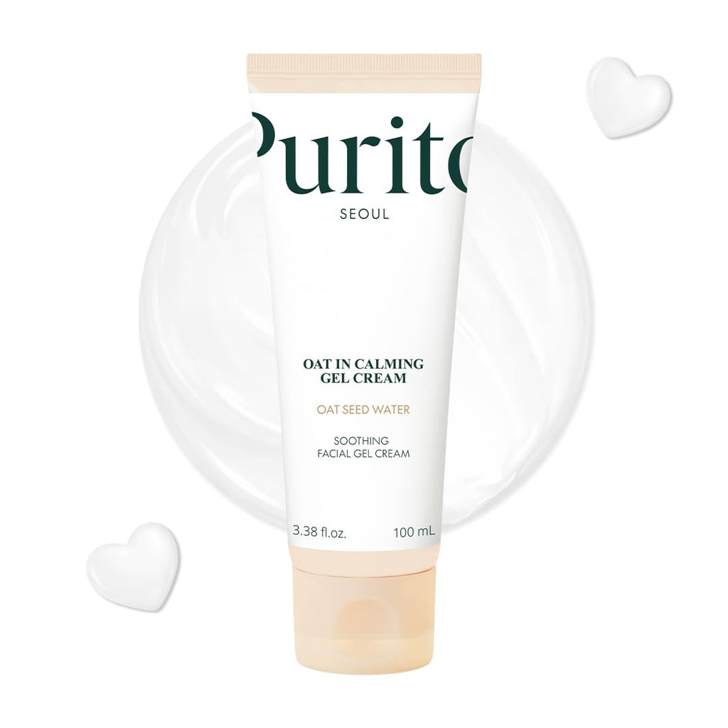 PURITO Oat In Calming Gel Cream, Non-Comedogenic, 77% Oat Seed Water Lightweight Water-Gel Face Moisturizer - FENGGESTORE20
