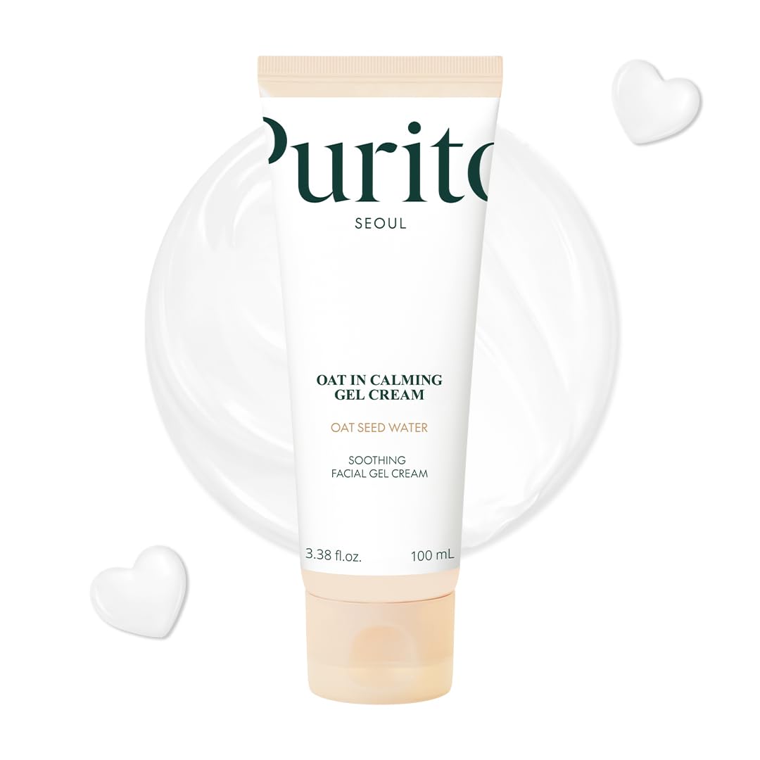 PURITO Oat In Calming Gel Cream, Non-Comedogenic, 77% Oat Seed Water Lightweight Water-Gel Face Moisturizer - FENGGESTORE20