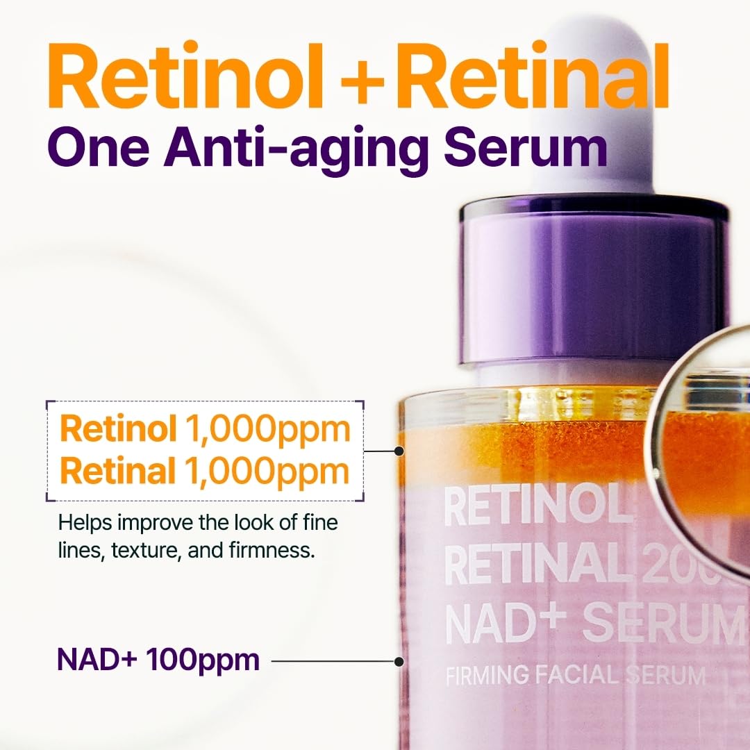 PURITO Retinol 0.1% + Retinal 0.1% Anti-Aging Facial Serum | for Wrinkles, Fine Lines & Firmer Skin | Dual Retinoids with NAD+, Improve Elasticity & Skin Texture - FENGGESTORE20