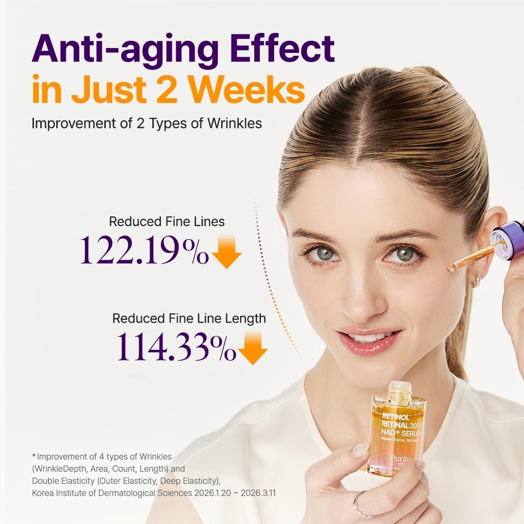 PURITO Retinol 0.1% + Retinal 0.1% Anti-Aging Facial Serum | for Wrinkles, Fine Lines & Firmer Skin | Dual Retinoids with NAD+, Improve Elasticity & Skin Texture - FENGGESTORE20