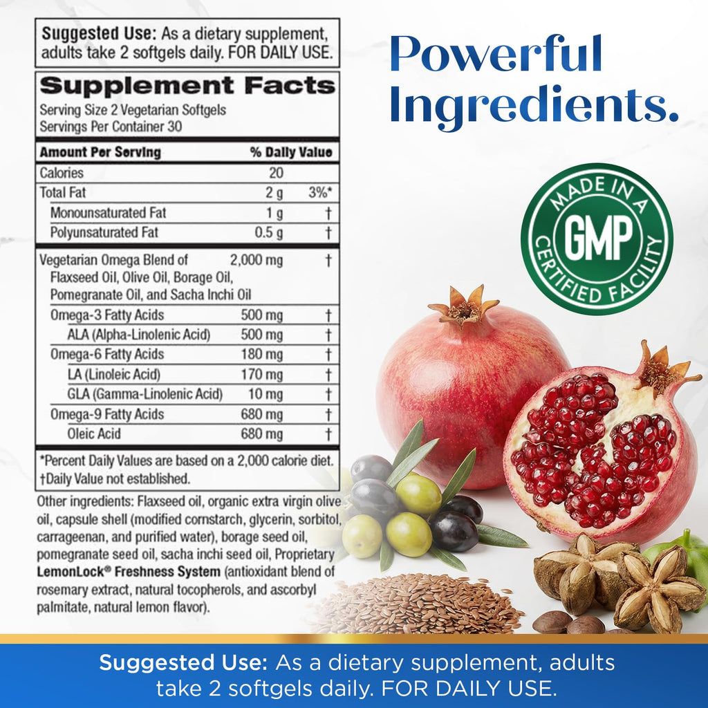 Purity Products Omega 3-6-9 Vegan and Vegetarian Formula - “5 in 1” Essential Fatty Acid Complex - Scientifically Formulated Plant-Based Omega 3 6 9 Essential Fatty Acids (EFA) - from (60) - FENGGESTORE20