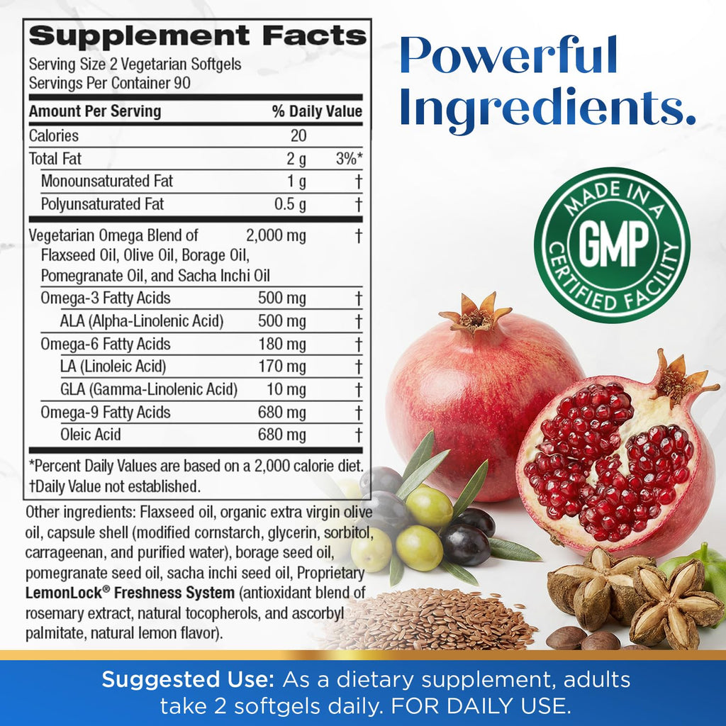 Purity Products Vegan Omega 3 6 9 Formula - “5 in 1” Essential Fatty Acid Complex - Scientifically Formulated Plant-Based Vegan Omega 3-6-9 Essential Fatty Acids - FENGGESTORE20