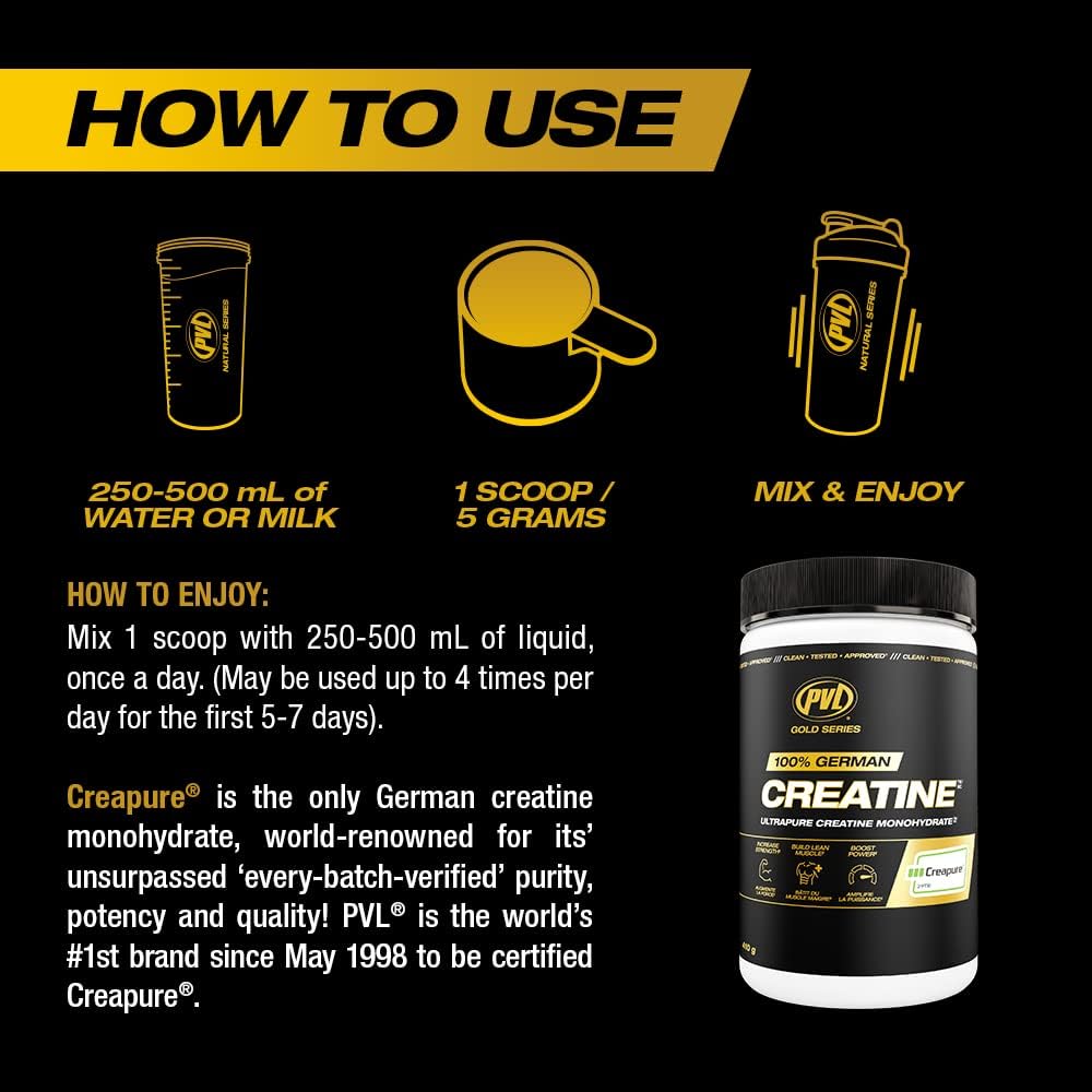 PVL Creapure Creatine – 100% Pure German Creatine Monohydrate Powder-Pharmaceutical Grade Muscle Building Supplement for Strength Training, Pre Workout & Post Workout Protein Support–410g 82 Servings - FENGGESTORE20