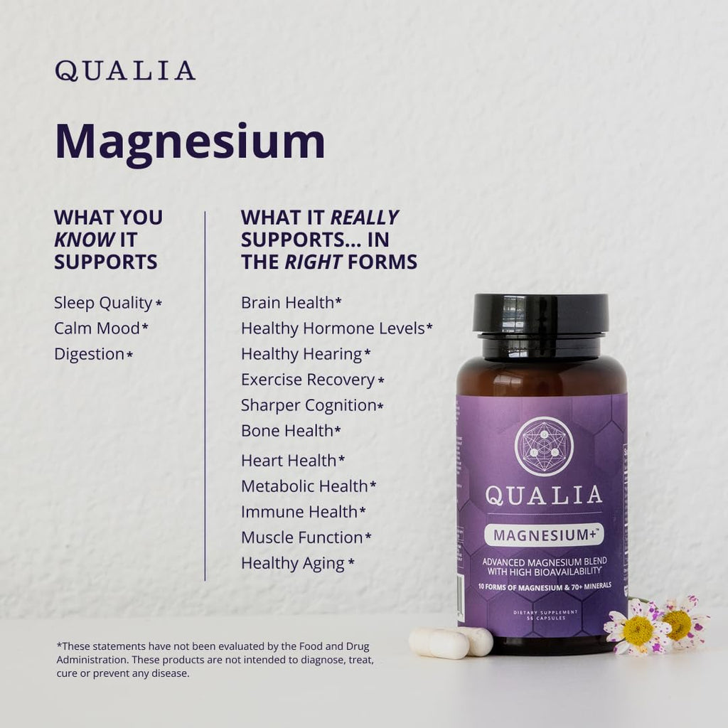 Qualia Magnesium+ | Doctor-Formulated. Premium Formula | High Bioavailability | 10 Forms of Magnesium & 70+ Minerals | Relaxed Mood, restful Sleep, & Exercise Recovery | 1 Month Supply - FENGGESTORE20