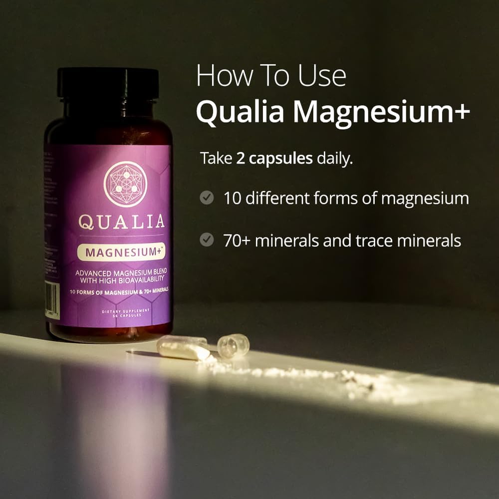 Qualia Magnesium+ | Doctor-Formulated. Premium Formula | High Bioavailability | 10 Forms of Magnesium & 70+ Minerals | Relaxed Mood, restful Sleep, & Exercise Recovery | 1 Month Supply - FENGGESTORE20