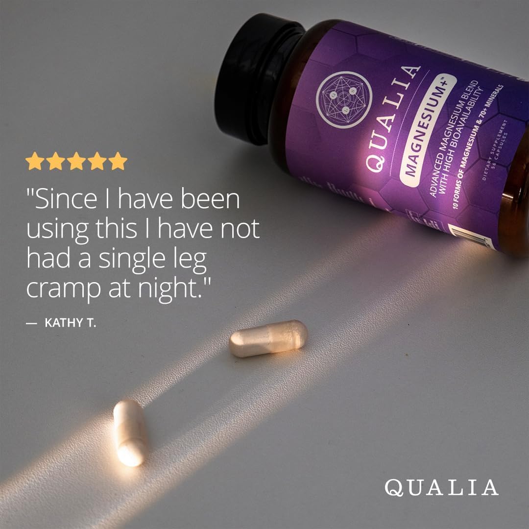 Qualia Magnesium+ | Doctor-Formulated. Premium Formula | High Bioavailability | 10 Forms of Magnesium & 70+ Minerals | Relaxed Mood, restful Sleep, & Exercise Recovery | 1 Month Supply - FENGGESTORE20