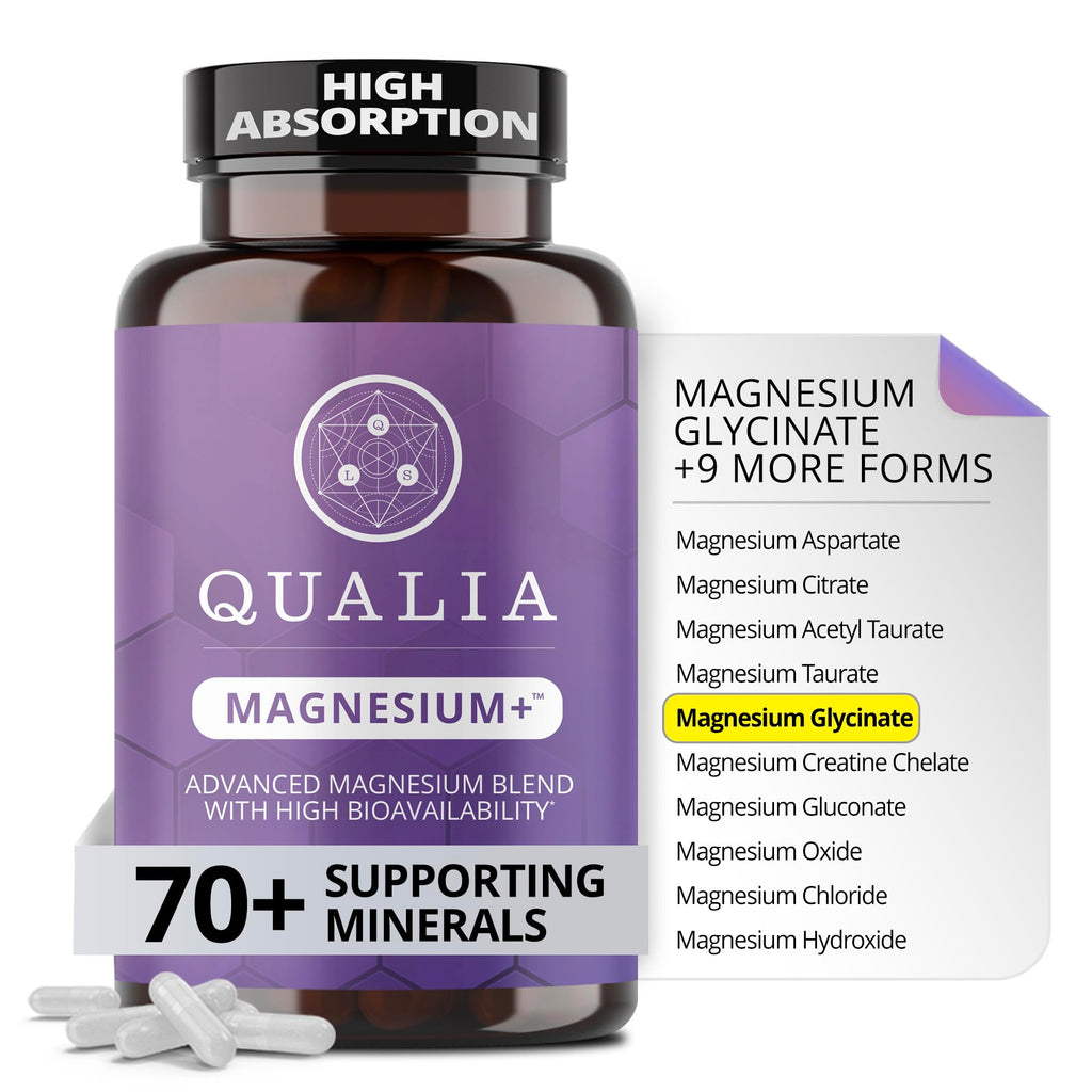 Qualia Magnesium+ | Doctor-Formulated. Premium Formula | High Bioavailability | 10 Forms of Magnesium & 70+ Minerals | Relaxed Mood, restful Sleep, & Exercise Recovery | 1 Month Supply - FENGGESTORE20