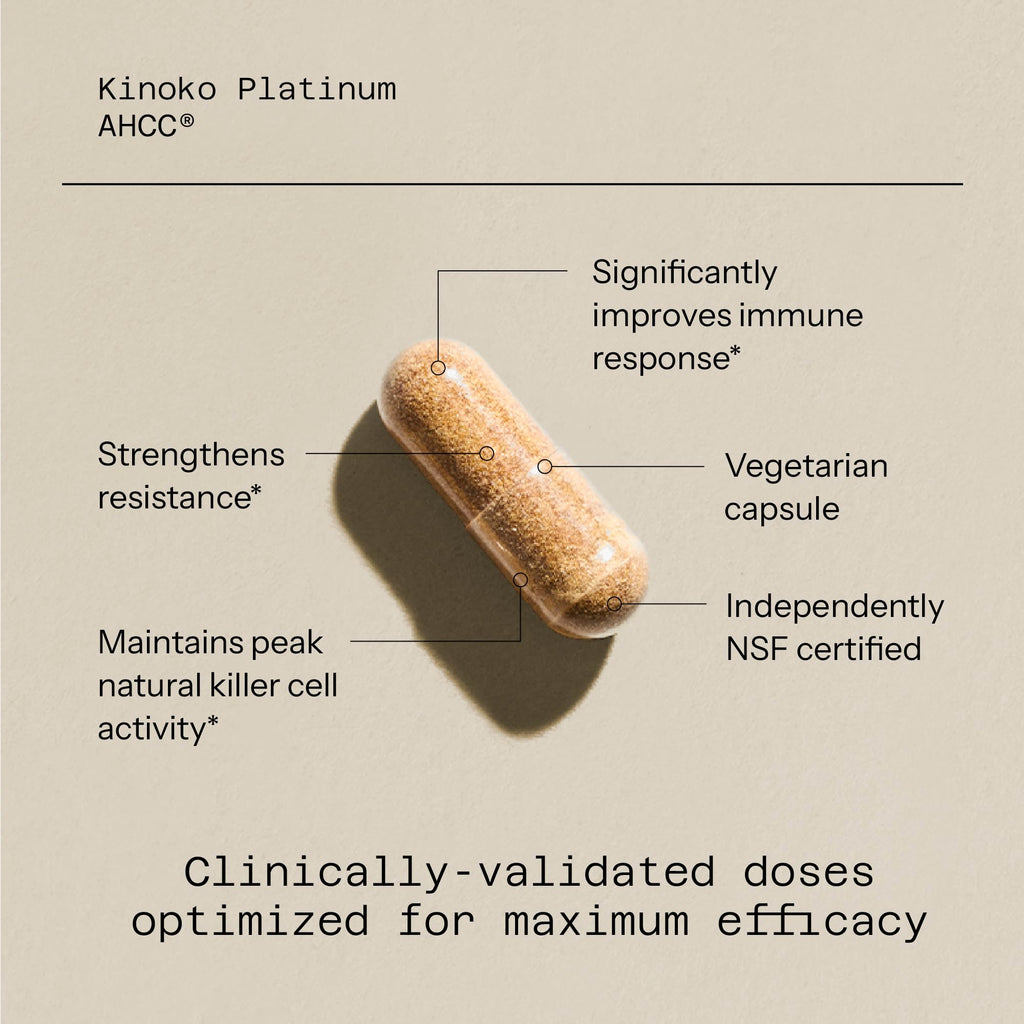 Quality of Life Premium Kinoko Platinum AHCC Herbal Supplement, 750mg per Capsule, for Immune Support, Liver Function, Maintains Natural Killer Cell Activity - FENGGESTORE20