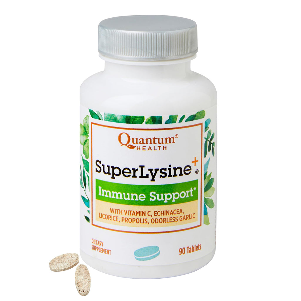Quantum Health Super Lysine+ / Advanced Formula Lysine+ Immune Support with Vitamin C, Echinacea, Licorice, Propolis, Odorless Garlic (90 Tablets) - FENGGESTORE20
