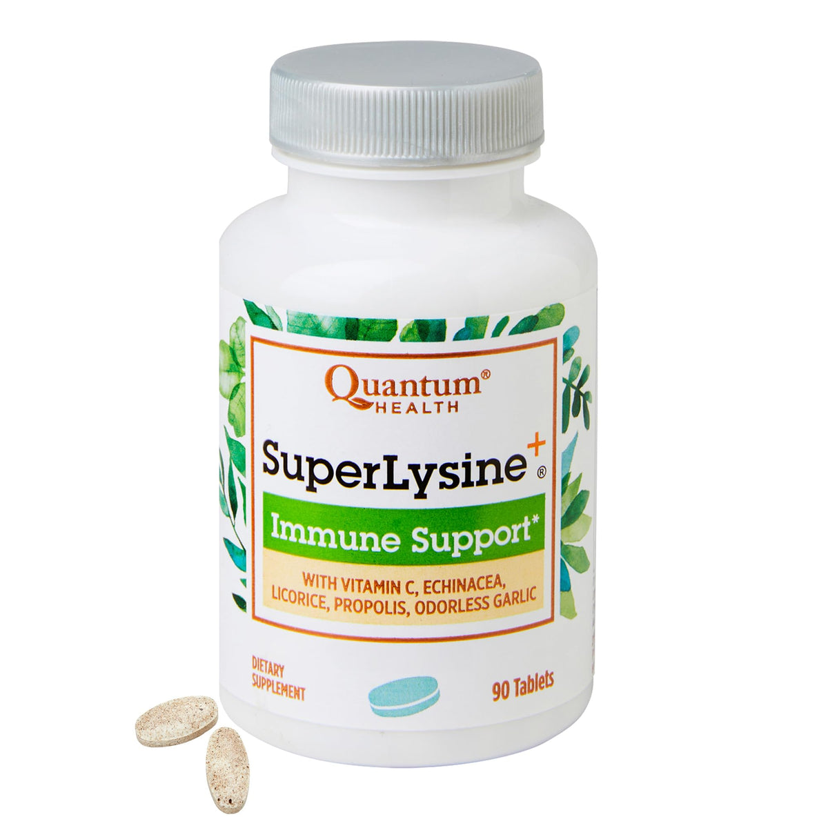 Quantum Health Super Lysine+ / Advanced Formula Lysine+ Immune Support with Vitamin C, Echinacea, Licorice, Propolis, Odorless Garlic (90 Tablets) - FENGGESTORE20