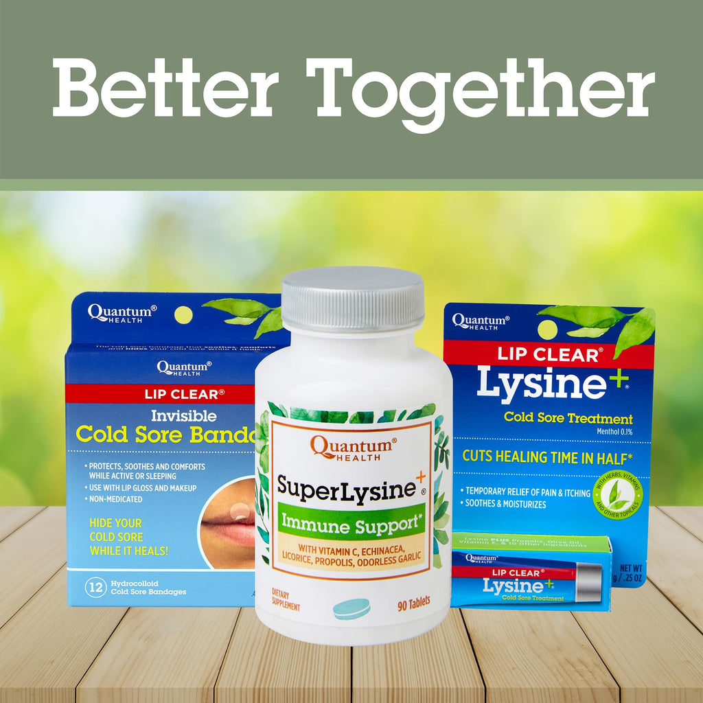 Quantum Health Super Lysine+ / Advanced Formula Lysine+ Immune Support with Vitamin C, Echinacea, Licorice, Propolis, Odorless Garlic (90 Tablets) - FENGGESTORE20
